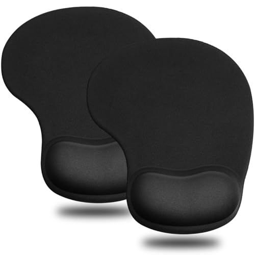 JIKIOU Ergonomic Mouse Pad with Gel Wrist Rest 2 Pack, Small Black - Variation 01Black