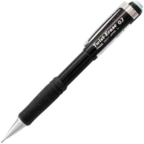 Pentel Twist-Erase III Mechanical Pencil, (0.7mm), Medium Line, Black Barrel, Pack of 4 (QE517BP4A)