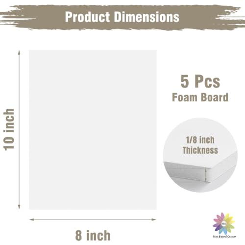 8x10 White Foam Board Pack of 5 - 1/8 Inch Thick for Crafts & Presentations