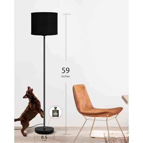 Floor Lamp Black, Standing Lamp, 58" Tall Lamps for Living Room, Simple Pole Lamp with Black Lampshade, On/Off Foot Pedal, Bright Dimming Light for Kids Room Bedroom Office Decor(Without Bulbs)