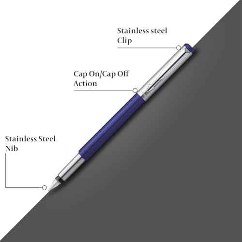 Parker Vector Mettalix Fountain Pen With Quink Ink Bottle Blue