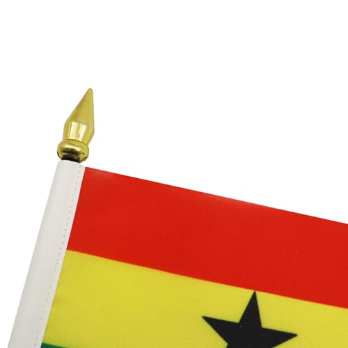 AZ FLAG Ghana Table Flag 4x6 Inches Polyester with Plastic Base - Indoor Decoration