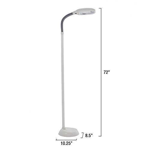 Lavish Home Floor Lamp - Full Spectrum Natural Sunlight Lamp with Bendable Neck - Reading, Craft, Studying, and Esthetician Light (Beige)