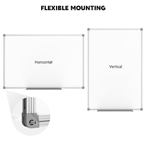 Lockways Silver Magnetic Whiteboard 48 x 36 Inch Dry Erase Office & Classroom Board