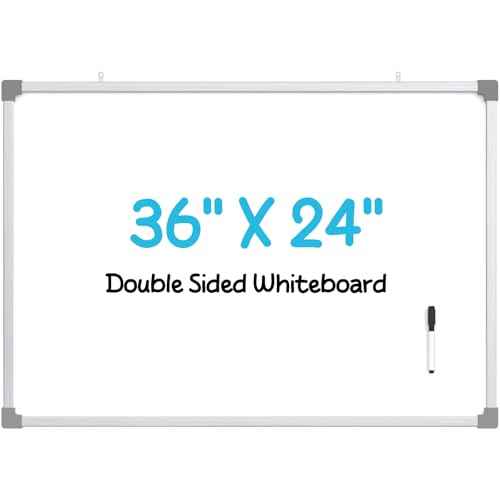 MaxGear Dry Erase Board for Wall, 36" x 24" Magnetic White Board, Double-Sided Large Whiteboard, Hanging for Planning Drawing Memo Teaching, School Home Office, Silver Aluminum Frame