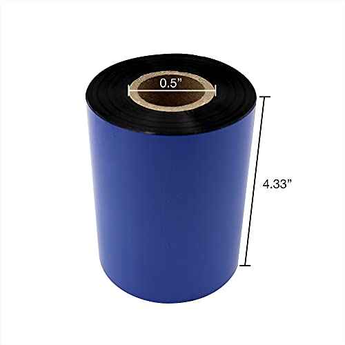 Thermal Transfer Black Resin Ribbon, 1/2" core Size, 4.33" X 298'