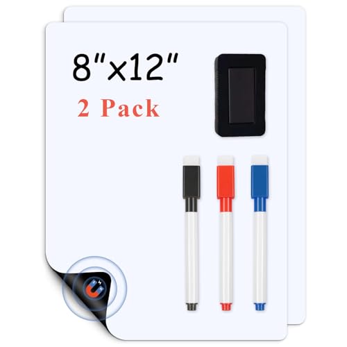 8x12 Inch Magnetic Whiteboard for Fridge 2-Pack – Strong Magnet, Reusable & Easy to Clean