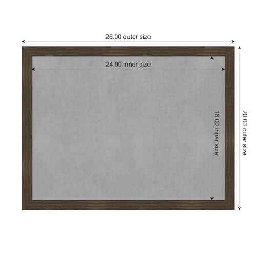 Amanti Art Brown Framed Magnetic Board 20x26 Medium Vision Board for use with Magnets, 100% metal sheet to display items as office decor or for home organization in mudroom, kitchen or kids room
