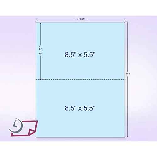 NextDayLabels - Pack of 500 Sheets, 8-1/2 x 11" Letter Size Perforated Paper (Blue, Perf @ 5-1/2")