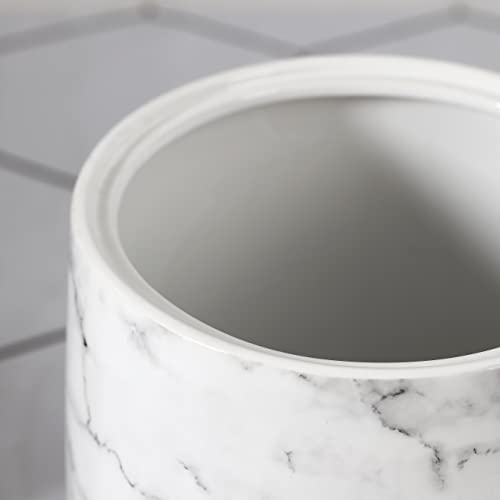 Bathroom Wastebasket - Ceramic Decorative Trash Can (Marble Look)¡¦