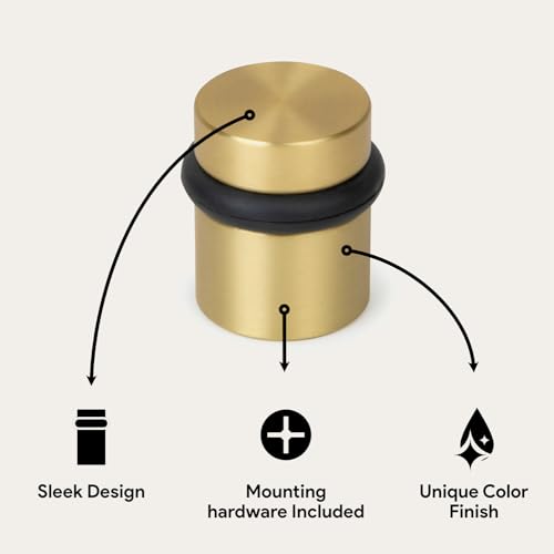 Floor Door Stop Heavy Duty Solid Brass Satin Brass 1.5in x 1in Diameter - 1 Pack