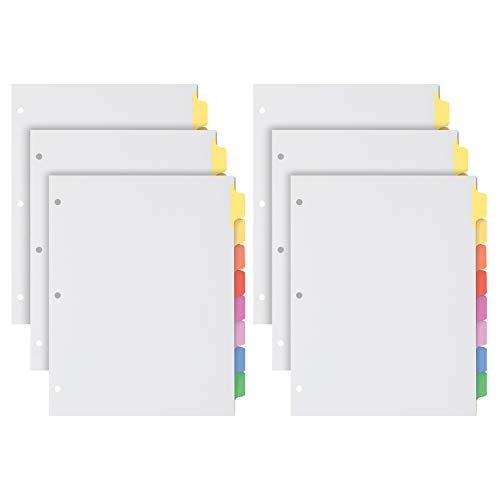 Oxford 8-Tab Write & Erase Binder Dividers - 6 Pack, White Paper with Color Tabs