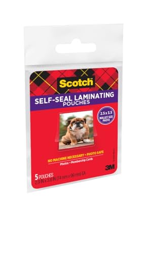 Scotch Self-Sealing Laminating Pouches Wallet Size, Glossy Finish - Single Pack