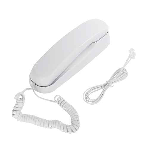 White OF-990 Slimline Telephone Wall-Mountable Basic Corded Telephone No AC Power Required, Corded Home Phone