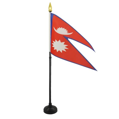 Nepal Table Flag 4x6 Inch Polyester with Plastic Base - AZ FLAG