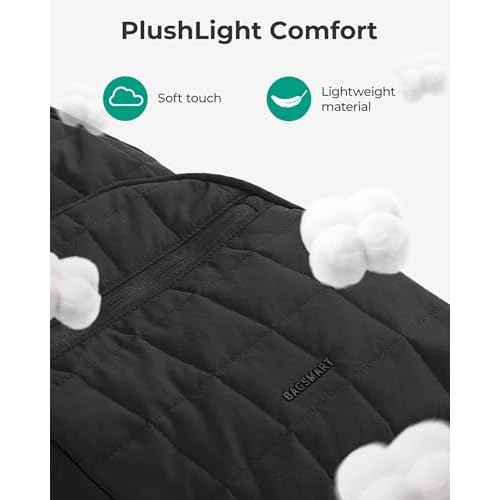 BAGSMART College Laptop Backpack, Travel Backpack for Women, Quilted Casual Daypack, Water-Resistant Bookbag for 15.6 Inch Laptop, Black