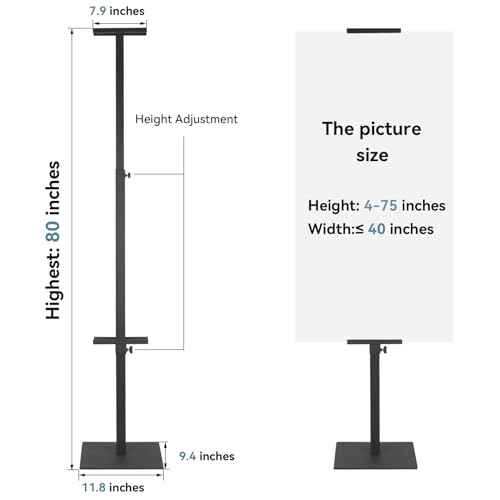 HUAZI Poster Stand Pedestal Sign Holder Stand Display with Base for Indoor Outdoor,Double-Sided,Black