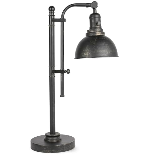VONLUCE Rustic Desk Lamp Black Adjustable, Industrial Style Metal Task Lamp (25"-29"), Vintage Work Lamp, Farmhouse Reading Lamp in Aged Bronze Finish, ETL Certificate