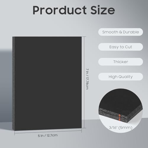 Frametory 5x7 Black Foam Core Boards Pack of 10 | 3/16'' Thickness for Art & Display