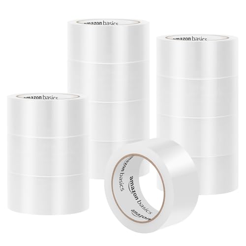 Amazon Basics Clear Packing Tape 1.88 x 54.6 Yards - 12 Pack for Shipping & Moving