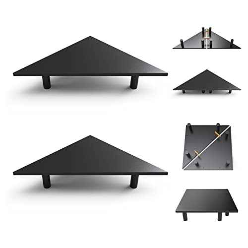 2 Pack White Corner Monitor Stand, Triangle/Square Adjustable Height Riser, 27-inch Universal Desktop Shelf for Computer, Laptop, PC, iMac, Printer (Black)