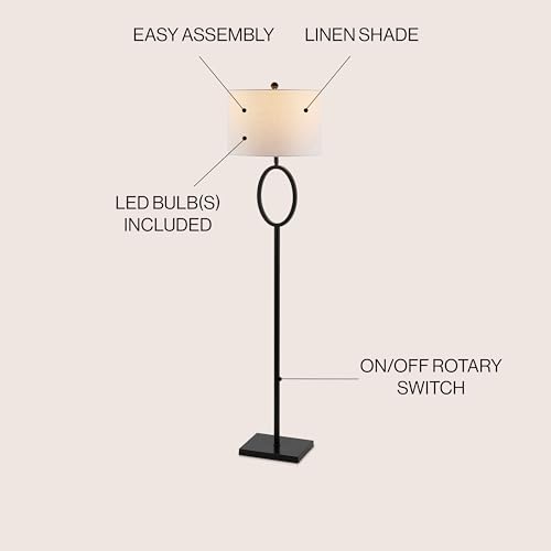 JONATHAN Y JYL1089B April 61" Metal Modern Contemporary LED Floor Lamp, Glam, Traditional, Office, Living Room, Family Room, Dining, Bedroom, Foyer, Oil Rubbed Bronze