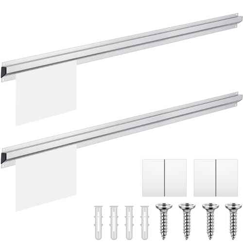 Henoyso 2 Pieces Restaurant Ticket Holder Receipt Holder Aluminum Order Ticket Rack Silver Kitchen Slide Check Rack for Office Cafes Pubs(40 Inch,No Slot)
