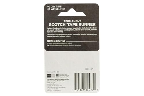 Scotch 6061 3-Pack Double-Sided Tape Runner, Permanent, Acid-Free, Photo-Safe 0.27 in x 26 ft per Roller