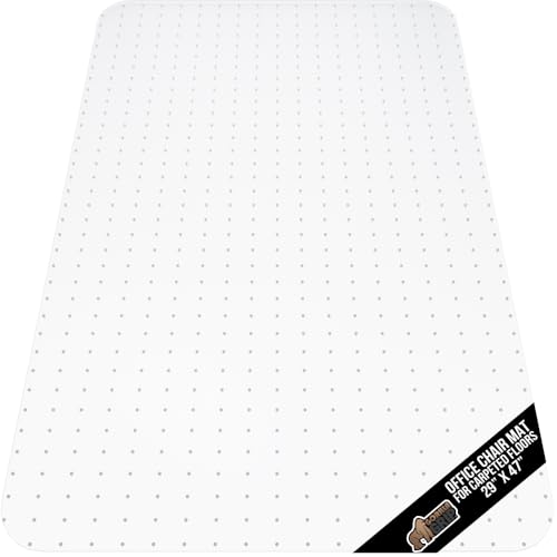 GORILLA GRIP Slip Resistant Office Chair Mat for Carpet Floors, Smooth Glide Under Desk Carpeted Floor Protector, Heavy Duty Plastic Computer Mats for Rolling Work and Gaming Chairs 29x47, Clear