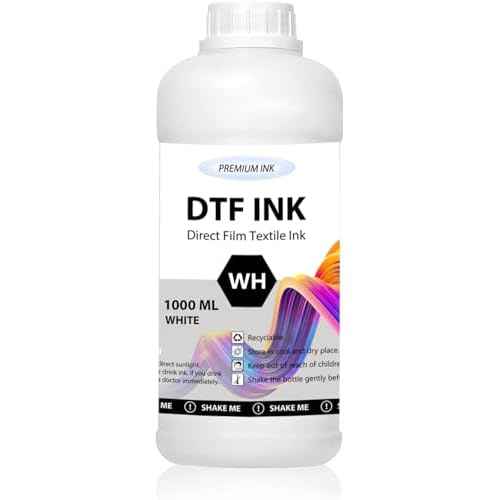 DTF White Ink - 1000ML DTF Transfer Ink for PET Film, Premium Pigment Ink Refill for P600 P800 DX5 DX7 R1390 XP600 i3200 4720 5113 Printers, High Fluidity & Coverage (33.8oz, White)