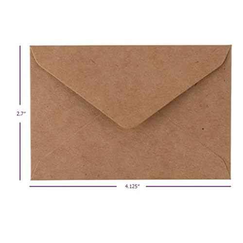 Kraft Mini Envelopes Brown Kraft Gummed Envelopes for Gift Cards and Business Cards (4"x2.75" 60 Pack)