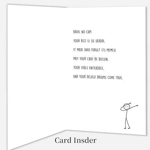 Funny Birthday Card for Boys Girls,10th 13th 14th 15th 16th 18th 21st Birthday Decorations & Gifts for Son Daughter Family Friends,10 to 30 Year Old Birthday Gifts with Gen Z Slang Meme
