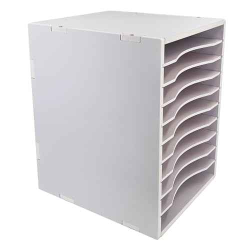 10-Tier File Sorter Organizer for Desk, Desktop Organizer with Adjustable Lettry Tray, Paper Sorter for Office School Home (White)