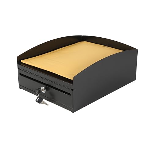 Huron Locking Desktop Inbox Tray, Black Commercial Grade Steel