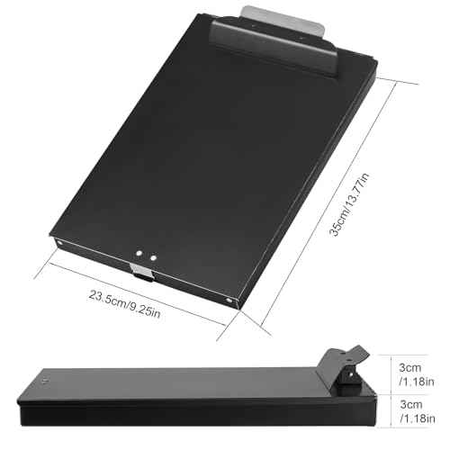 ZCZN Recycled Aluminum Storage Clipboard, Clipboard Box, Form Holder, Suitable for School, Office, Jobsite or Medical Staff, 9.25 x 13.78 Inches, Black