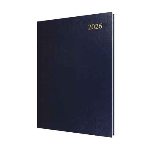 Collins - Essential - 2026 12 Month Calendar Year Planner, Day-To-Page Diary, A4 Hard Cover - Dark Blue (ESSA41.65-26)