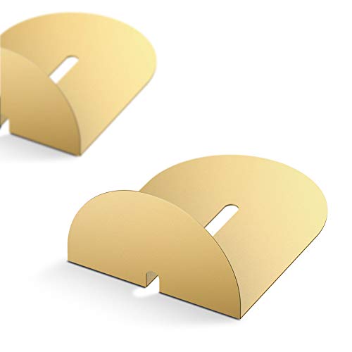Ondeam Gold Bookends for Books - Elegant Metal Book Holders for Office & Home Decor, 1 Pair, Gift for Adults & Kids