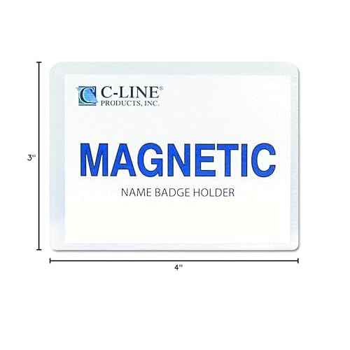 C-Line Magnetic Name Badge Holder Kit, Horizontal, 4w X 3h, Clear, 20/Box