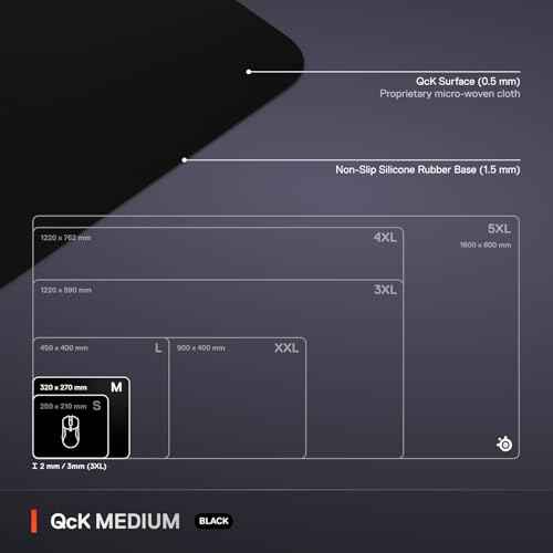 SteelSeries QcK Medium Gaming Mousepad ? Black ? Non-Slip Silicone Rubber Base ? Peak Tracking and Stability ? Optimized for Gaming Sensors ? 320 mm x 270 mm ? FPS, MOBAs, RTS, MMO