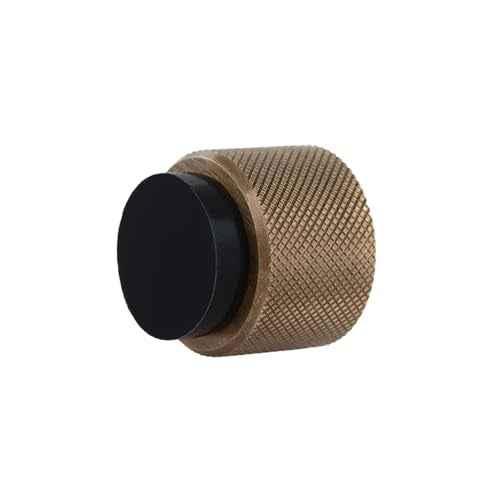 EVI Herrajes | Designer Wall Door Stop - Knurled Texture - 1.1" x 1.1" - Brass Leather Finished - Adhesive and Screw Fastening