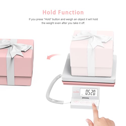Postal Scales for Shipping, 110LB(50KG) Scale for Package, Three Functions: Tare,Mode and Hold, Individual Flexible Panel,with Manual and Adapter