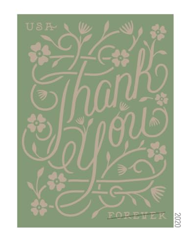 USPS Thank You Forever Stamps Sheet of 20 - Elegant Floral Design 2020 Scott #5519-5522