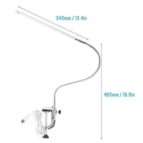 Lampara Para Mesa De Manicura Profesional, USB Clamp LED Desk Lamp, USB Adjustable Direction and Brightness Clip Eye-Caring Table Lamps LED Light Study Light for Reading, Study