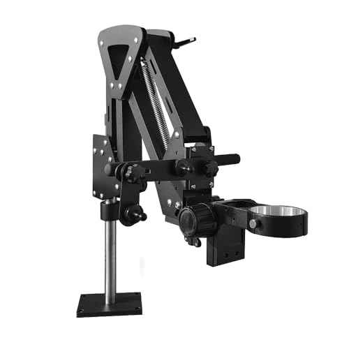 Microscope Boom Stand for MS04A Stereo Microscope, Adjustable Spring Arm Bracket, Compatible with 76mm Holders and LED Ring Lights, Heavy-Duty Table Clamp Base, MH04A-H