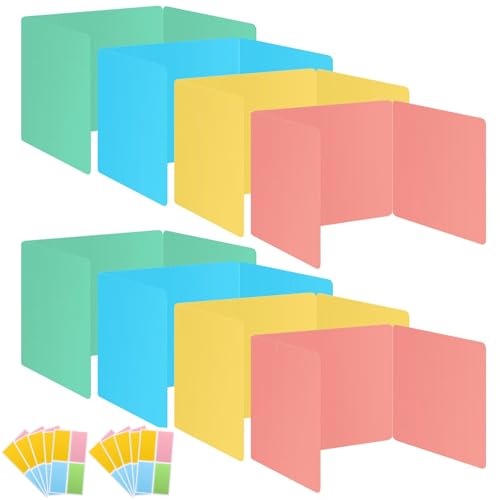 24 Pack Desk Privacy Panel Desk Divider - Pastel Colorful Testing Dividers for Classroom Supplies- Easy Clean Privacy Shields for Student Testing Desk dividers- Includes Extra Labels