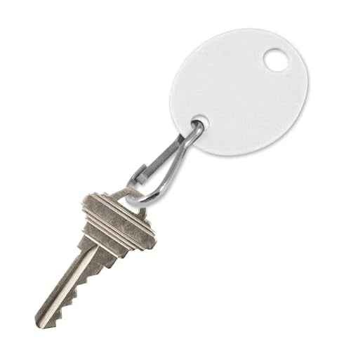 Lucky Line Oval Cabinet Key Tag with Hook, White, 100 Blank Tags (25890)