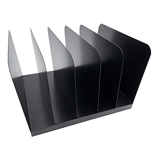 Huron Vertical 5 Slot Steel Desk Organizer/Sorter, Black