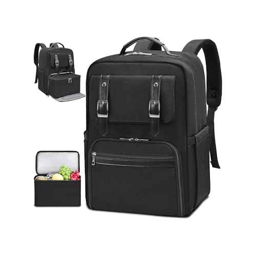 ESTARER Laptop Backpack, Lunch Backpack 15.6 Inch with Insulated Lunch Box for Men Women Water Resistant Work Computer Bag for Office,College,Commuter,Travel,Picnic