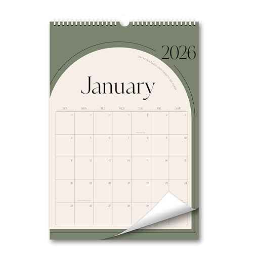Aesthetic Wall Calendar 2025, 18 Monthly Vertical Calendar July 2025 to December 2026, 14.5" x 10.5" Modern Wall Hanging Calendar for School, Home, Office for Monthly Organizing & Planning (Brown)