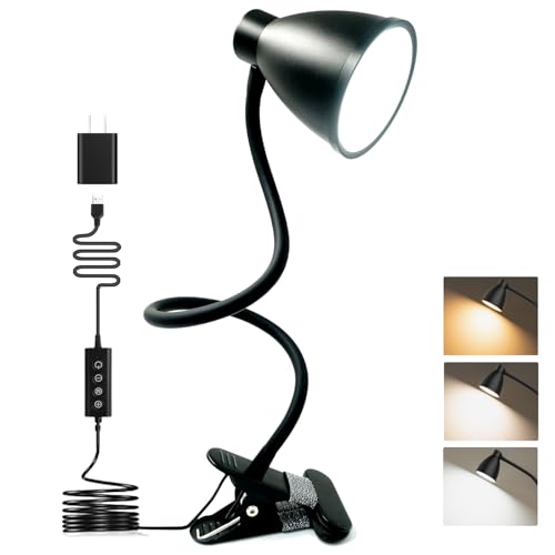 BOHON Black LED Desk Lamp with 5 Color Modes and Dimming, Eye-Care Reading Light